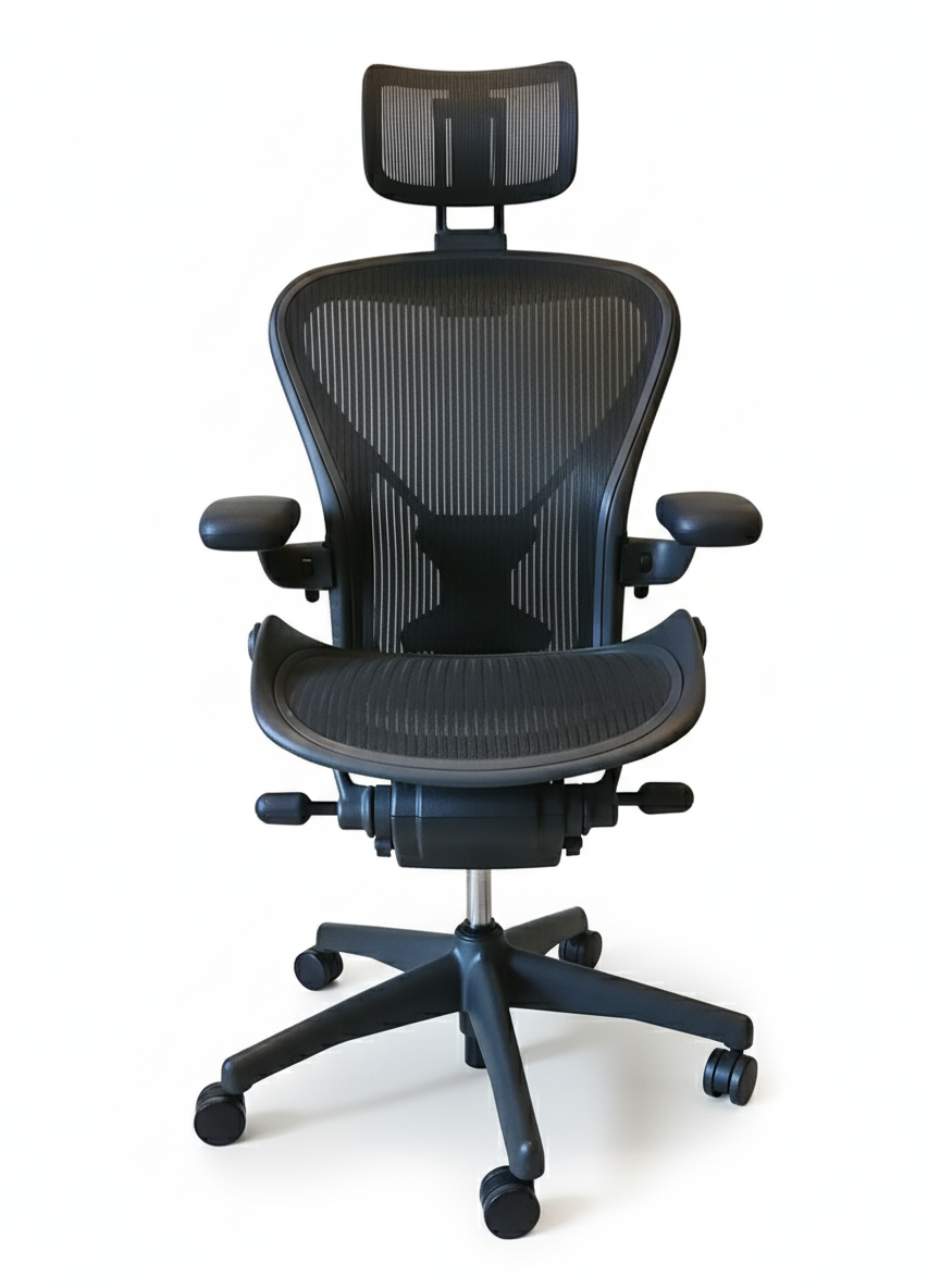 Herman Miller Aeron Classic  Size B with Headrest and Posturefit Lumbar Support